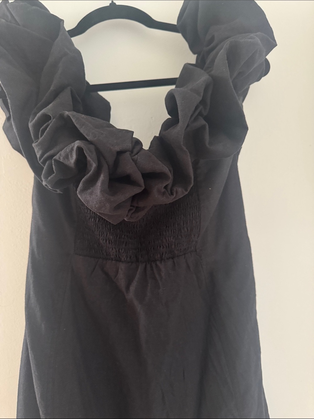 Shoulders Ruffle Mini Dress - Black - Picture 3 of 3